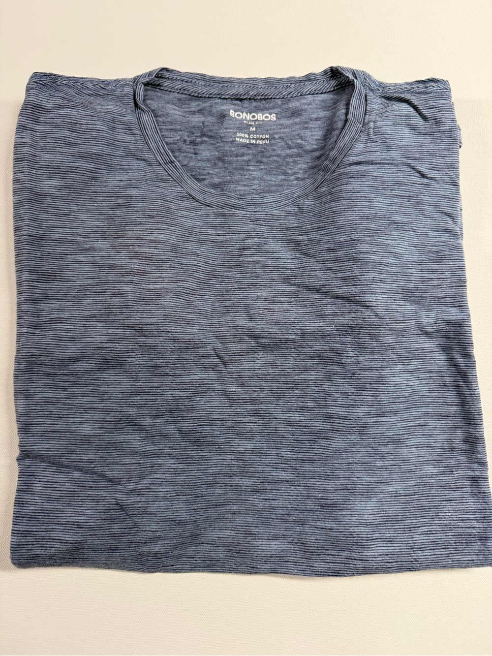 Bonobos Men's Navy Heathered Stripe Crew Tee